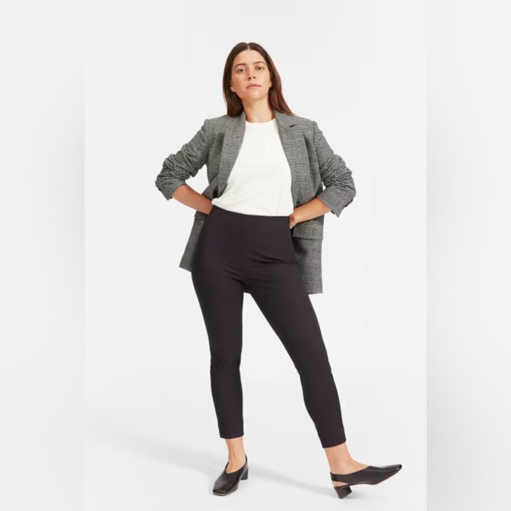 Everlane SZ 8 Curvy Side Zip Stretch Cotton Pant Black Basic Office Career Wear